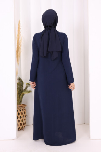 Çıt Çıt Düğme Detaylı Elbise 3928 Lacivert - 8
