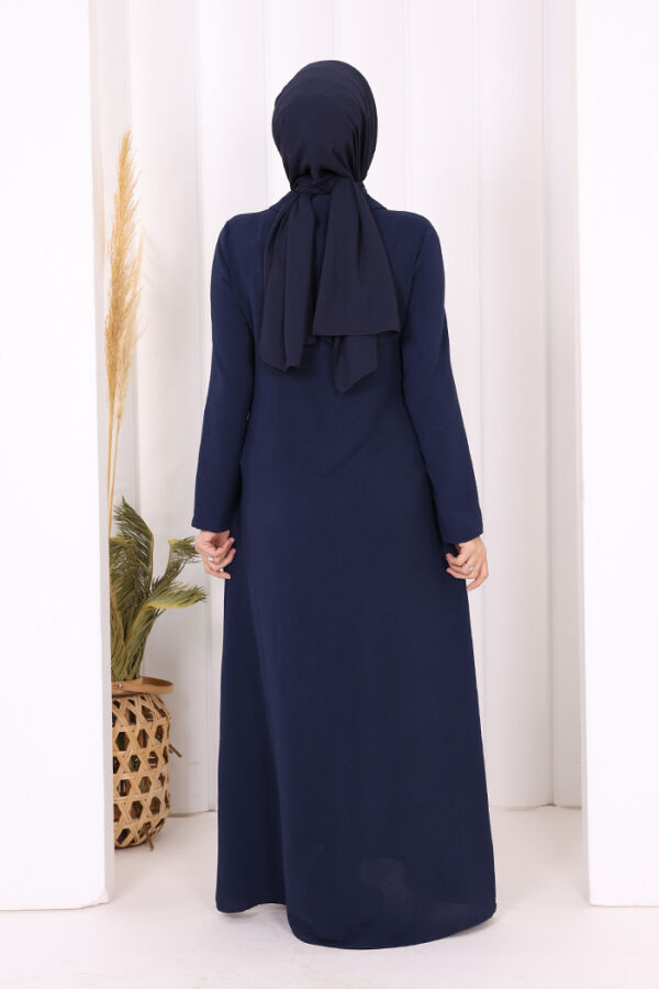 Çıt Çıt Düğme Detaylı Elbise 3928 Lacivert - 8