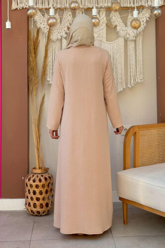 Çıt Çıt Düğme Detaylı Elbise 3928 Taş - Bym Fashion (1)