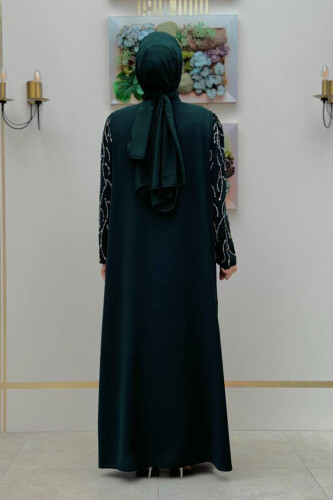 Taş Detaylı Yelekli Elbise Takım 3929 Zümrüt - Bym Fashion (1)