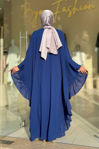 Fırfırlı Taş Detaylı Elbise 3936 Lacivert - Bym Fashion (1)