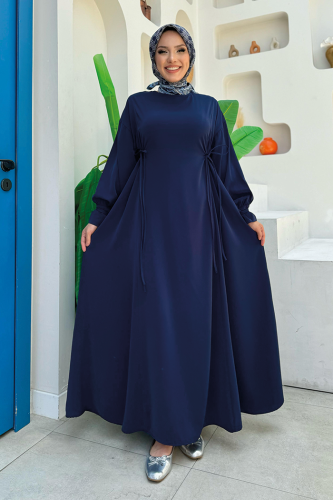 Bağlama Detaylı Elbise 6015 Lacivert - Bym Fashion