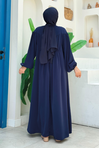 Kalp Robalı Elbise 6016 Lacivert - Bym Fashion (1)