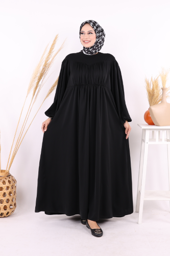Kalp Robalı Elbise 6016 Siyah - Bym Fashion