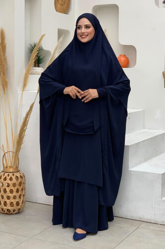Sufleli Cilbab 6024 Lacivert - Bym Fashion
