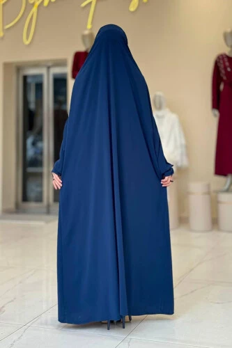 Kendinden Peçeli Sufleli Cilbab 6032 Lacivert - Bym Fashion (1)