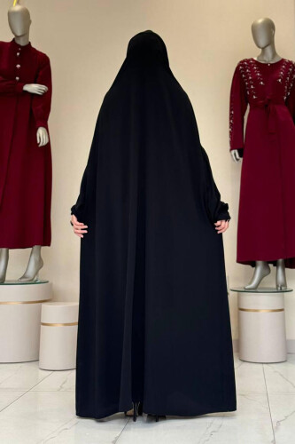 Kendinden Peçeli Sufleli Cilbab 6032 Siyah - Bym Fashion (1)