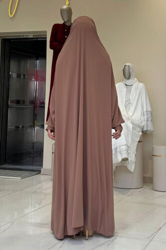 Kendinden Peçeli Sufleli Cilbab 6032 Vizon - Bym Fashion (1)