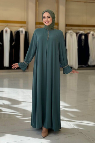 Taş Detaylı Elbise 6033 Mint - Bym Fashion