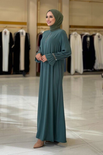 Taş Detaylı Elbise 6033 Mint - Bym Fashion (1)