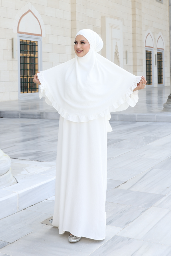 Sufleli Namaz Elbisesi 6034 Ekru - 5