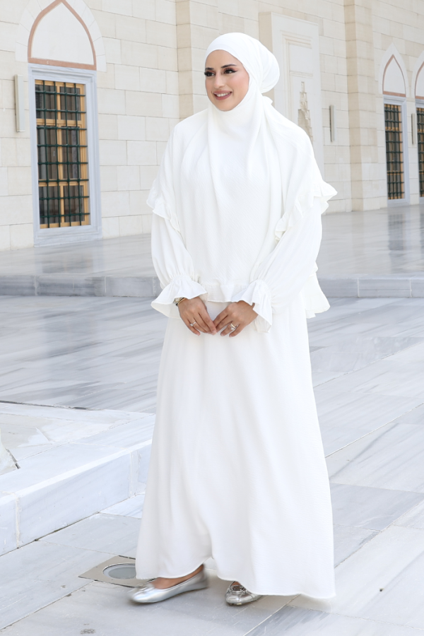 Sufleli Namaz Elbisesi 6034 Ekru - 6