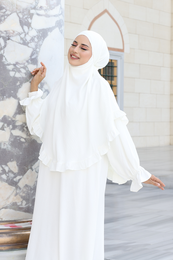 Sufleli Namaz Elbisesi 6034 Ekru - 9