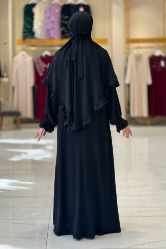 Sufleli Namaz Elbisesi 6034 Siyah - Bym Fashion (1)