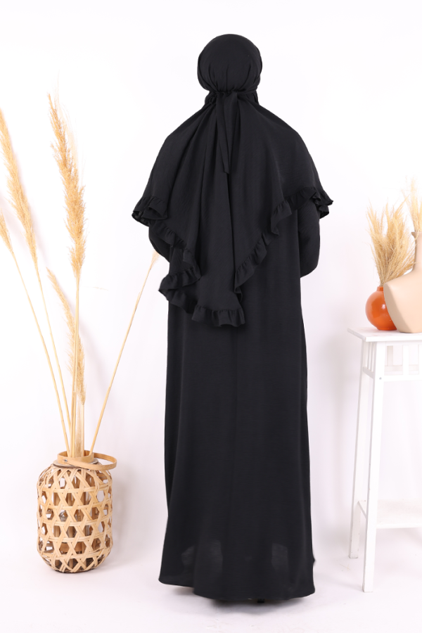 Sufleli Namaz Elbisesi 6034 Siyah - 7