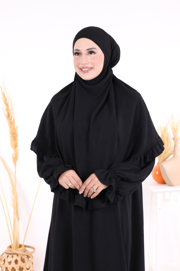 Sufleli Namaz Elbisesi 6034 Siyah - 8