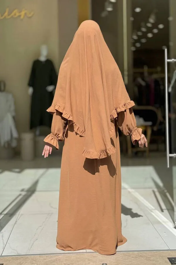 Sufleli Namaz Elbisesi 6034 Vizon - 2