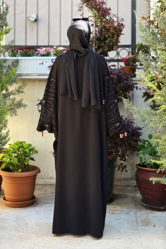 Yarasakol İşleme Detaylı Abaya 70012 Siyah - 2