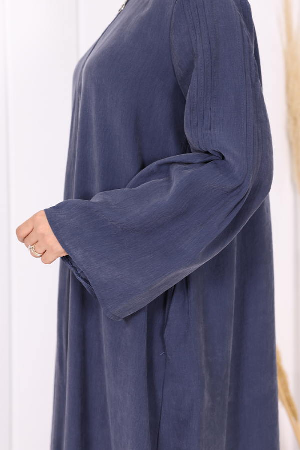 Fermuarlı Kapüşonlu Ferace 70016 Lacivert - 8