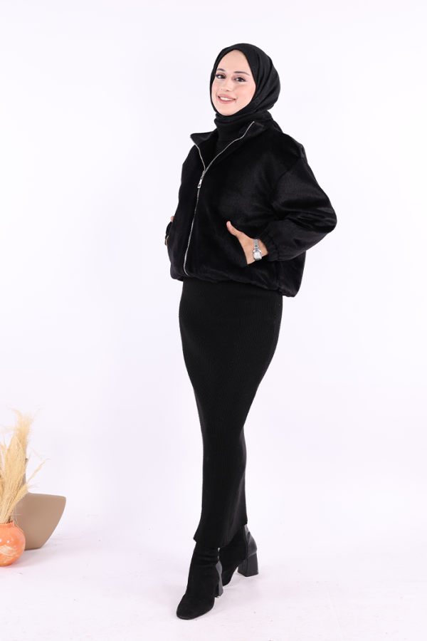 Kısa Angora Mont 70028 Siyah - 3