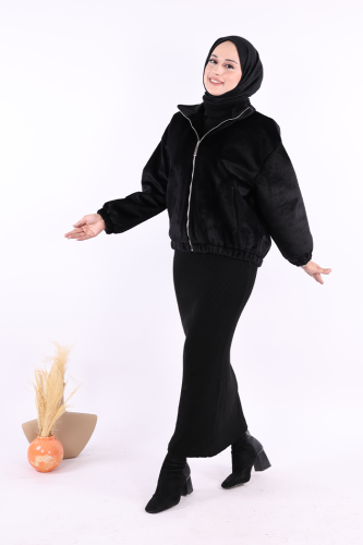 Kısa Angora Mont 70028 Siyah - 4