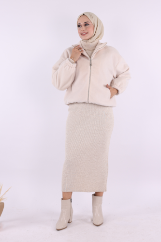 Kısa Angora Mont 70028 Taş - Bym Fashion (1)