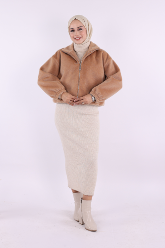 Kısa Angora Mont 70028 Vizon - Bym Fashion (1)