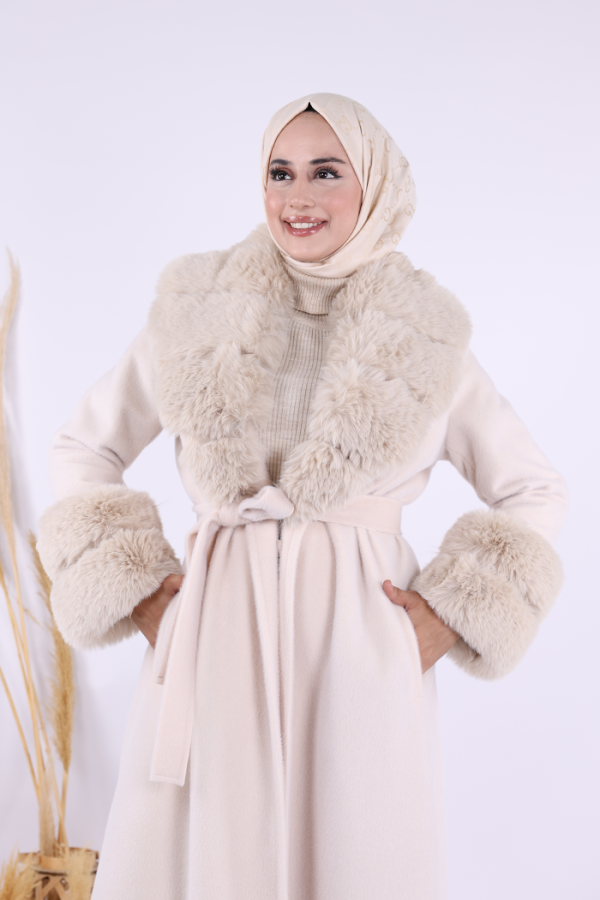 Yaka Kürk Detay Kaban 70029 Taş - 5