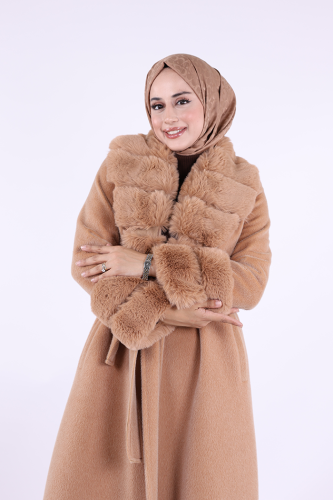 Yaka Kürk Detay Kaban 70029 Vizon - 4