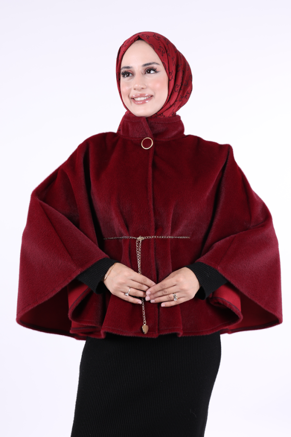 Zincir Kemer Detaylı Panço 70032 Bordo - 4