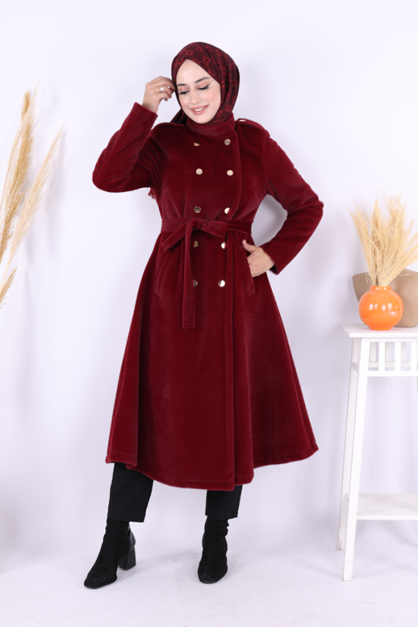 Çıt Çıt Düğme Detay Kaban 70035 Bordo - 1