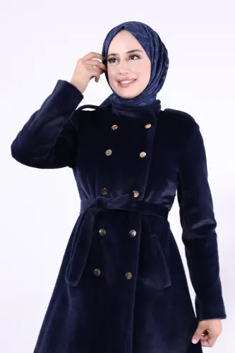 Çıt Çıt Düğme Detay Kaban 70035 Lacivert - 4