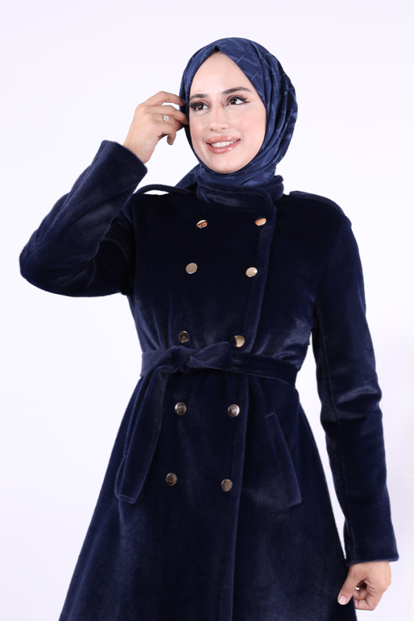 Çıt Çıt Düğme Detay Kaban 70035 Lacivert - 4