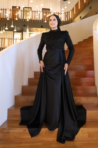 7024 Abiye Siyah - Bym Fashion