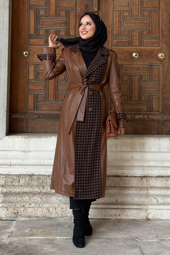 7530 غطاء جلد منقوش تان - Bym Fashion