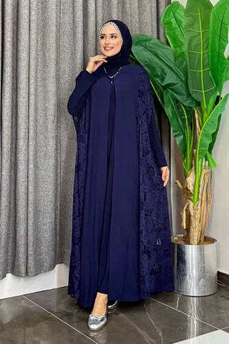 Dantel Abaya 7884 Lacivert - 5