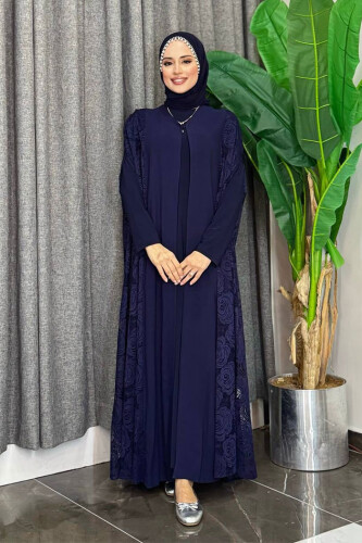 Dantel Abaya 7884 Lacivert - 6