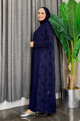 Dantel Abaya 7884 Lacivert - 7