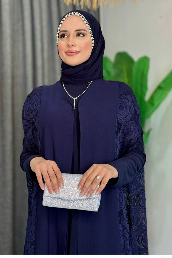 Dantel Abaya 7884 Lacivert - 8