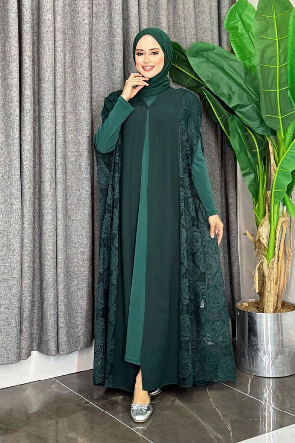 Dantel Abaya 7884 Zümrüt - 5