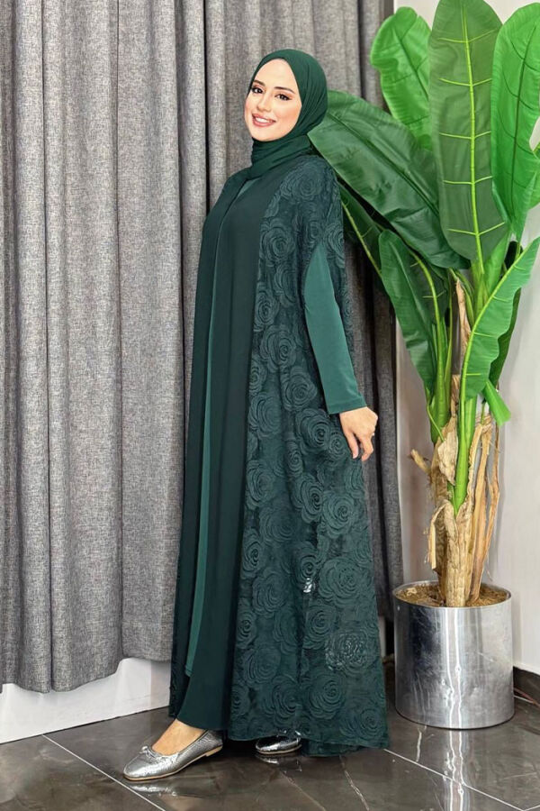 Dantel Abaya 7884 Zümrüt - 7