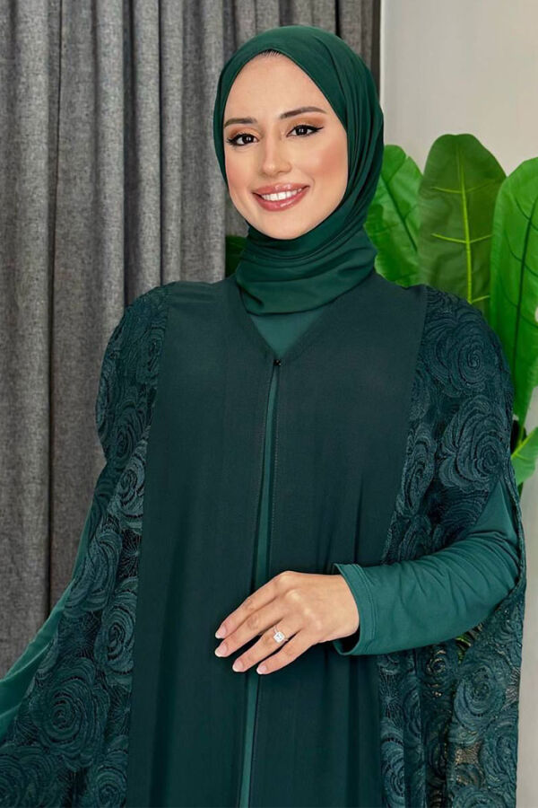 Dantel Abaya 7884 Zümrüt - 8