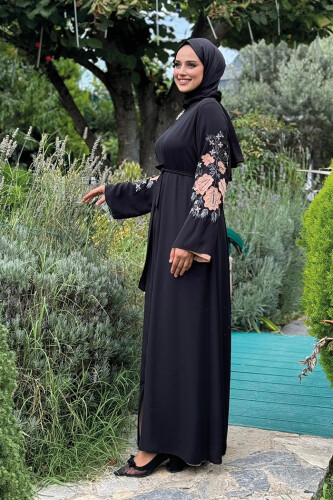 Çift Taraflı Çift Renk Ferace 7897 Siyah - Bym Fashion (1)