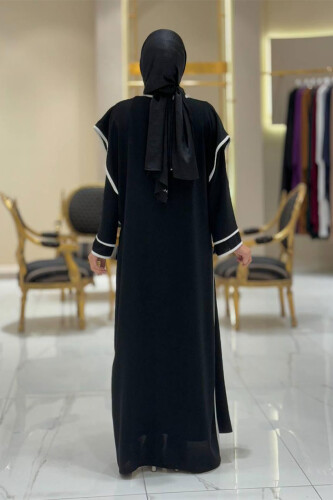 Düğme Detaylı Yırtmaçlı Yelek ve Elbise İkili Takım 8485 Siyah - Bym Fashion (1)