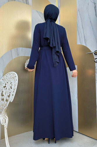 Boydan Fırfırlı Yelekli Elbise Takım 8489 Lacivert - Bym Fashion (1)