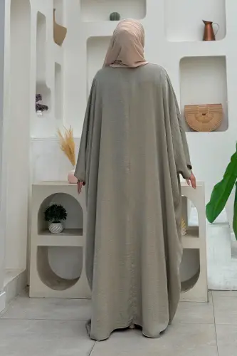 Yarasakol Abayalı Elbise Takım 8497 Haki - Bym Fashion (1)