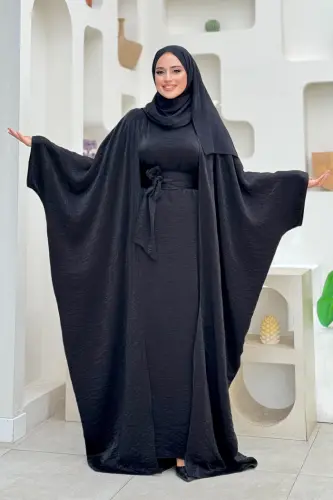 Yarasakol Abayalı Elbise Takım 8497 Siyah - 1