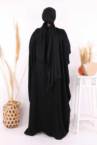 Yarasakol Abayalı Elbise Takım 8497 Siyah - 7