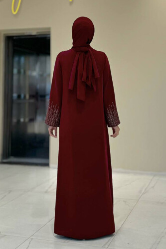 Pul İşlemeli Yelekli Elbise Takım 8498 Bordo - Bym Fashion (1)