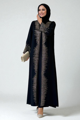 Pul İşlemeli Yelekli Elbise Takım 8498 Siyah - Bym Fashion